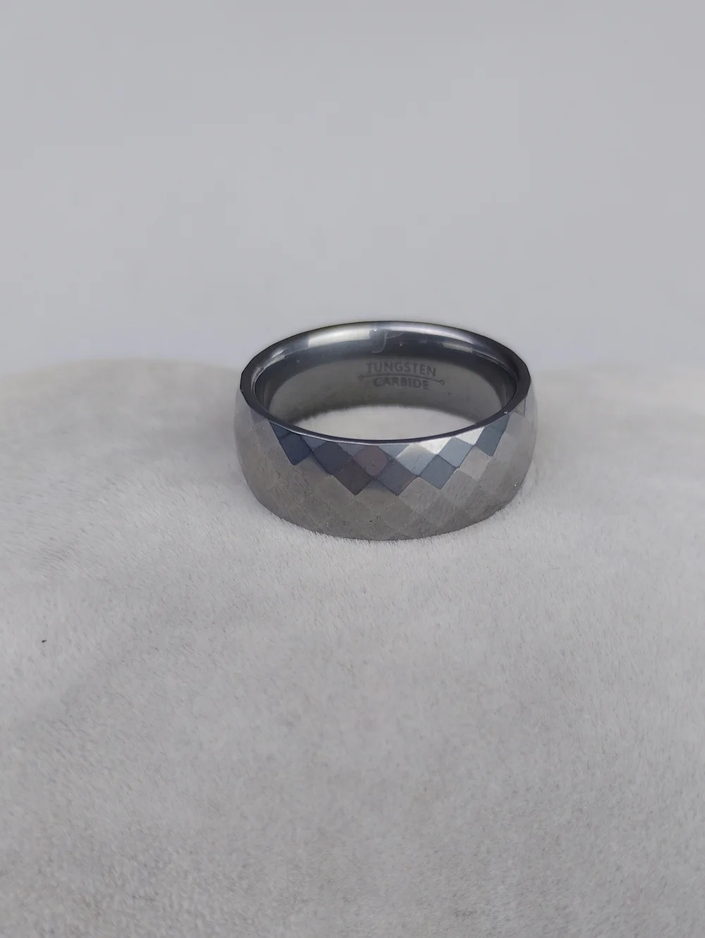 Faceted Tungsten Carbide Ring - Gunmetal Silver